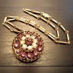 RARE 1960 VINTAGE ESTATE SIGNED CORO PEGASUS RHINESTONE 15" NECKLACE